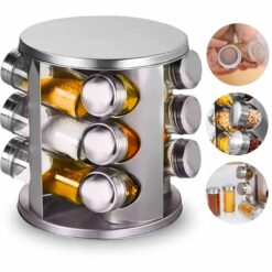 Alternative view of Porta Temperos Giratório Premium – Inox e Vidro (12 Potes)